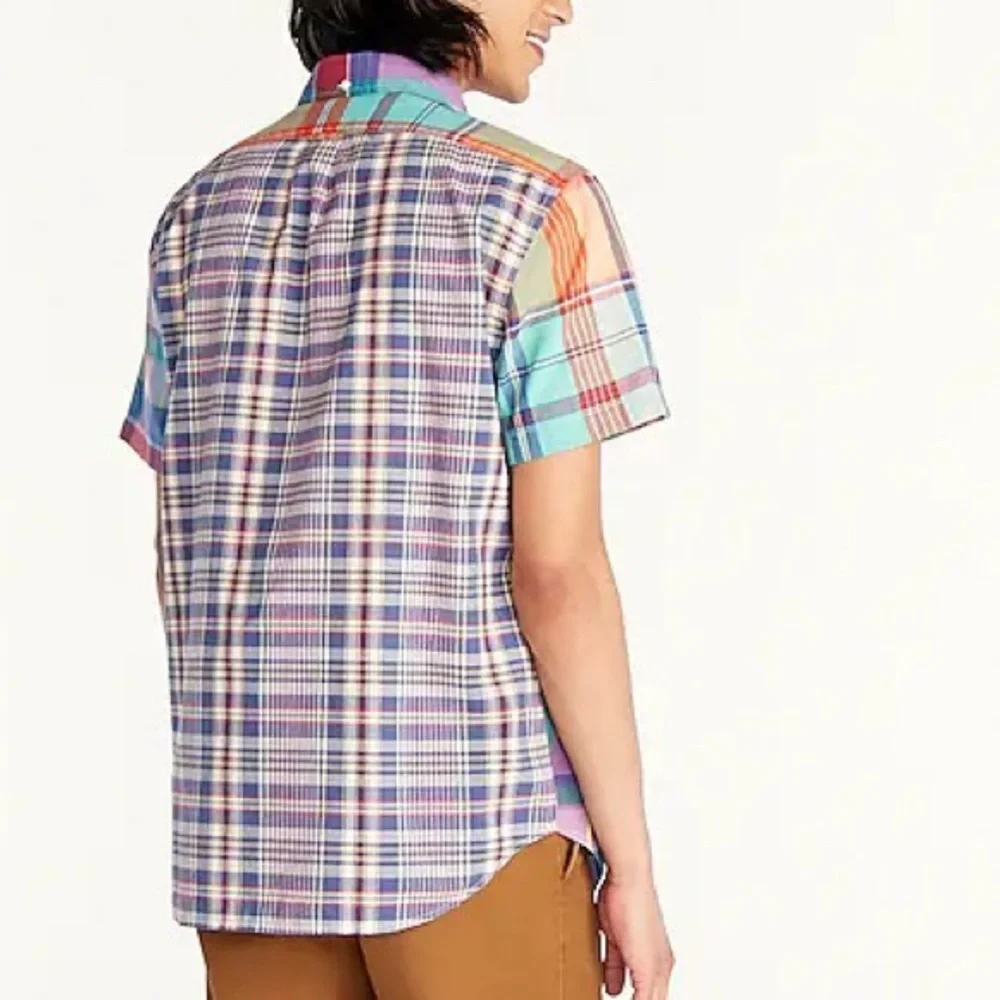 J‎ Crew Relaxed short-sleeve Indian madras button up shirt in mixed plaid
